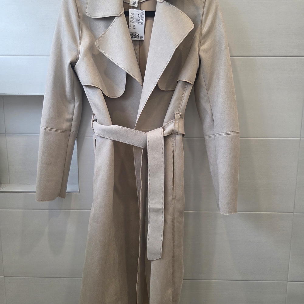 H&M Cream Trench Coat with Belt